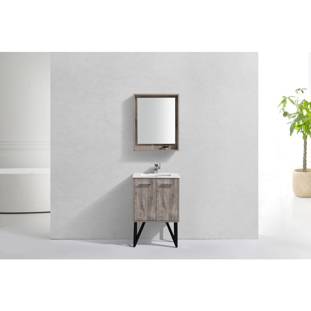 Bosco 24" Modern Bathroom Vanity w/ Quartz Countertop and Matching Mirror. Picture 3