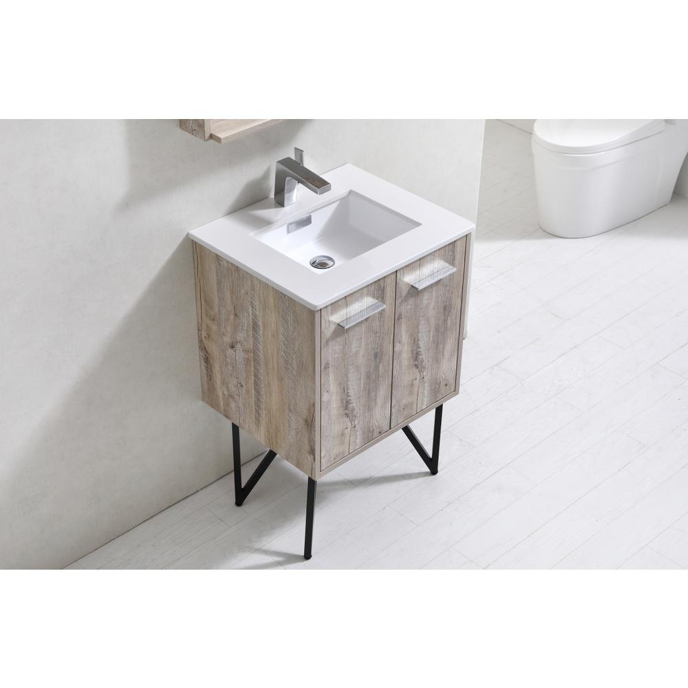 Bosco 24" Modern Bathroom Vanity w/ Quartz Countertop and Matching Mirror. Picture 4