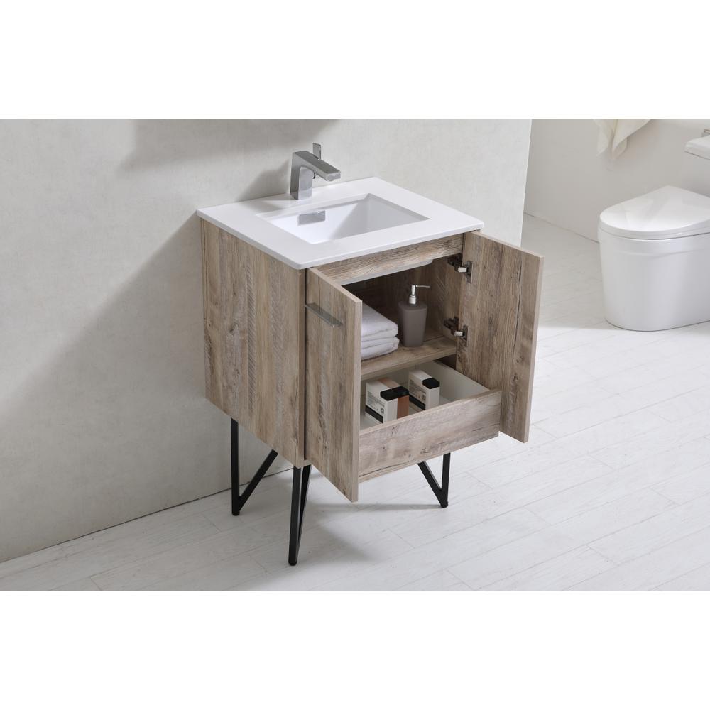 Bosco 24" Modern Bathroom Vanity w/ Quartz Countertop and Matching Mirror. Picture 5