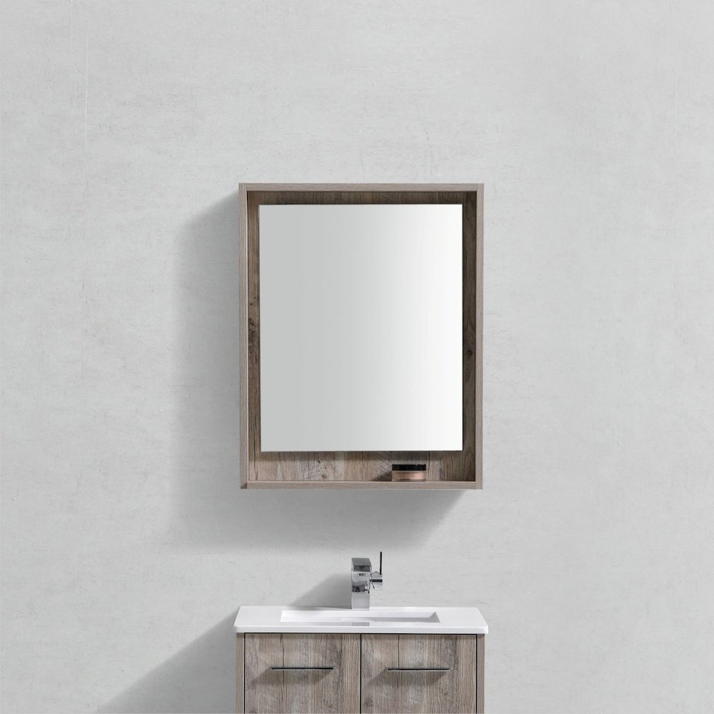 Bosco 24" Framed Mirror With Shelve - Nature Wood Finish. Picture 2