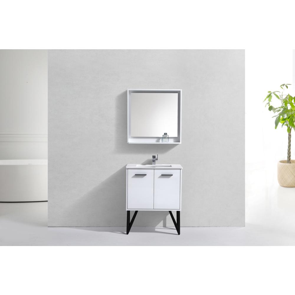 Bosco 30" Modern Bathroom Vanity w/ Quartz Countertop and Matching Mirror. Picture 3