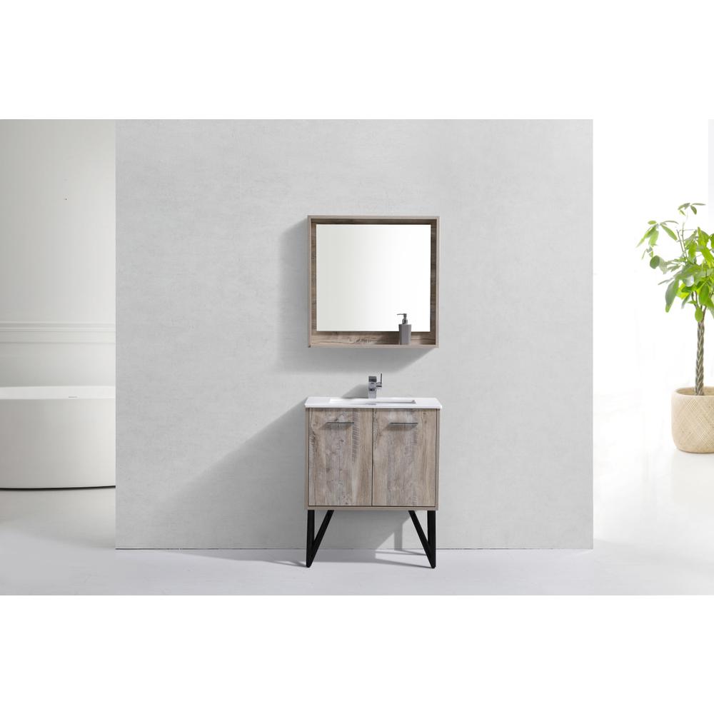 Bosco 30" Modern Bathroom Vanity w/ Quartz Countertop and Matching Mirror. Picture 3