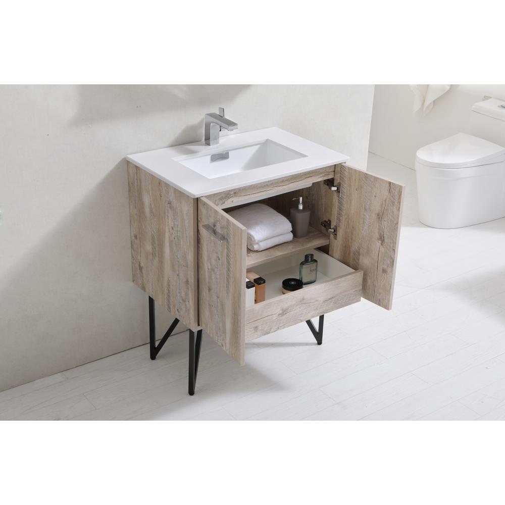 Bosco 30" Modern Bathroom Vanity w/ Quartz Countertop and Matching Mirror. Picture 5