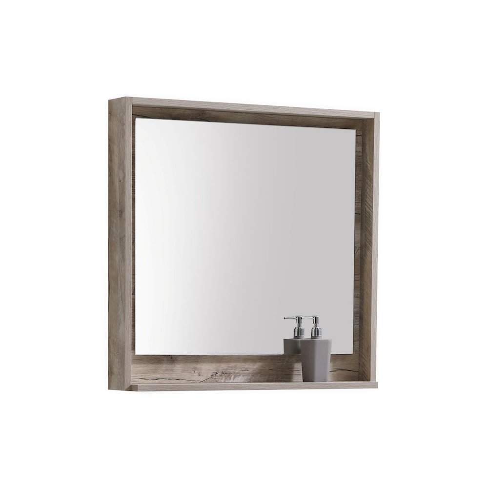 Bosco 30" Framed Mirror With Shelve - Nature Wood Finish. Picture 1