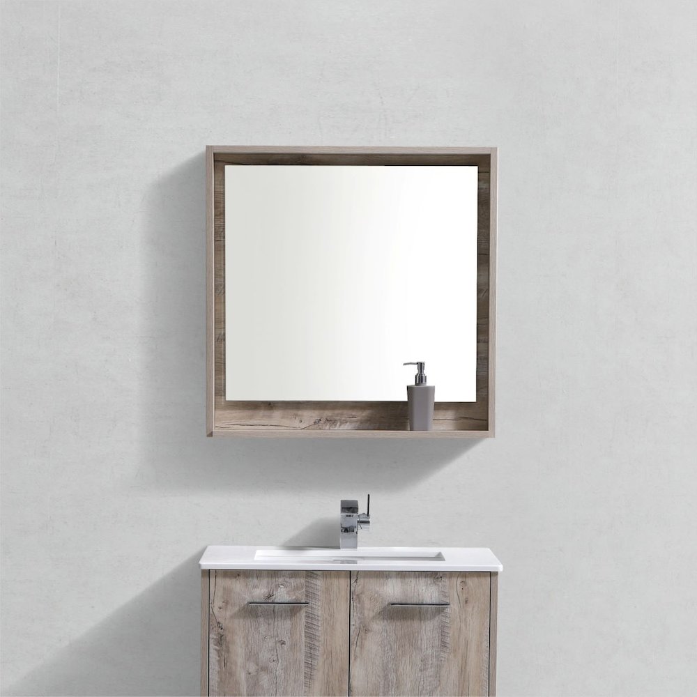 Bosco 30" Framed Mirror With Shelve - Nature Wood Finish. Picture 2
