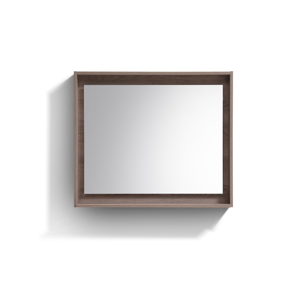 KUBE 36" Framed Mirror With Shelve - Butternut  Finish. Picture 1