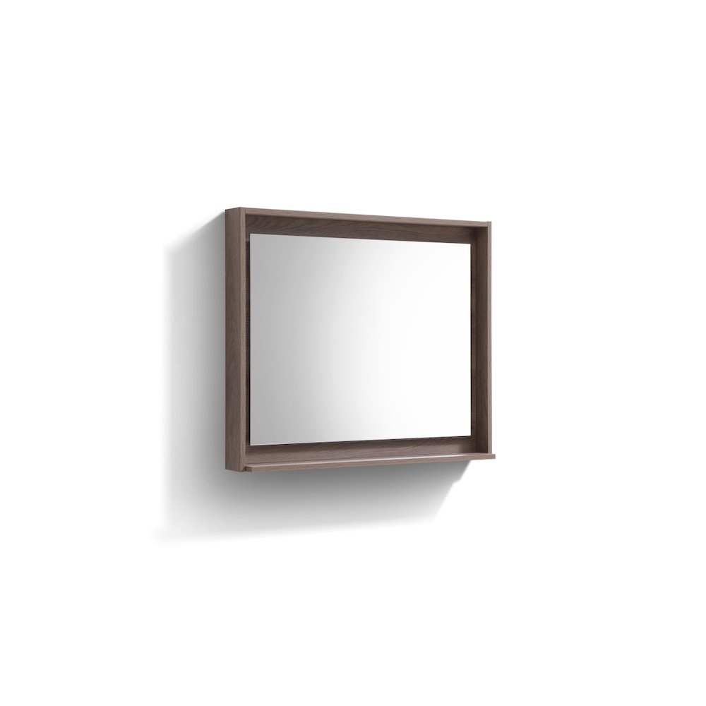KUBE 36" Framed Mirror With Shelve - Butternut  Finish. Picture 2