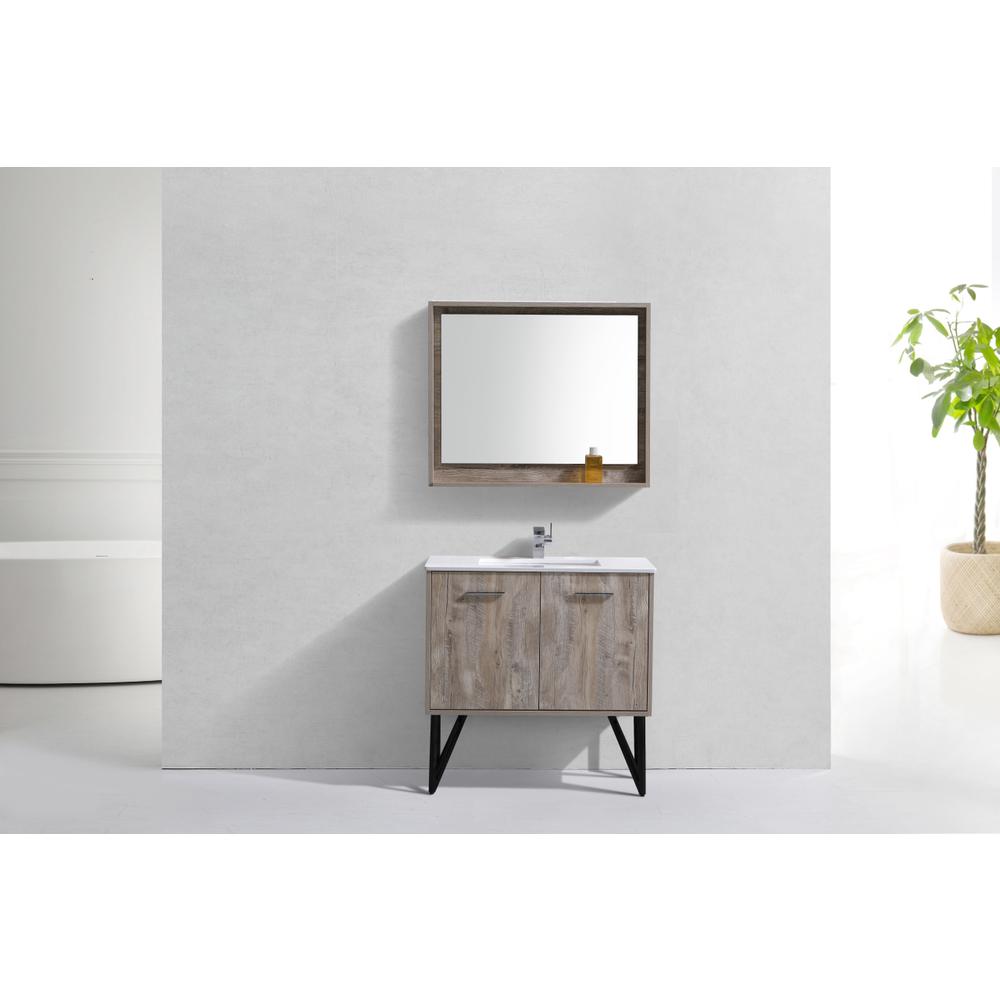 Bosco 36" Modern Bathroom Vanity w/ Quartz Countertop and Matching Mirror. Picture 3