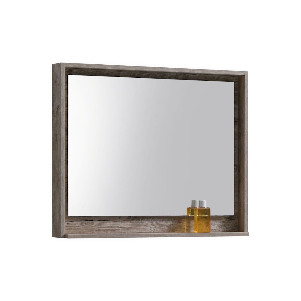 Bosco 36" Framed Mirror With Shelve - Nature Wood Finish. Picture 1