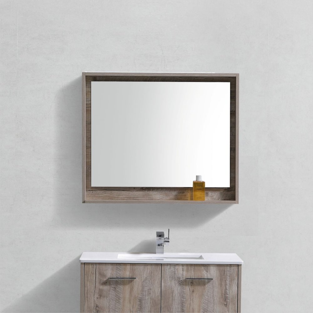 Bosco 36" Framed Mirror With Shelve - Nature Wood Finish. Picture 2