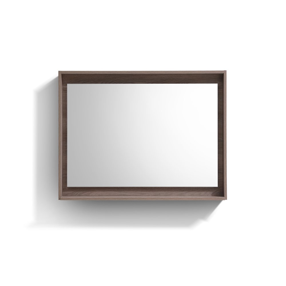 KUBE 38" Framed Mirror With Shelve - Butternut  Finish. Picture 1