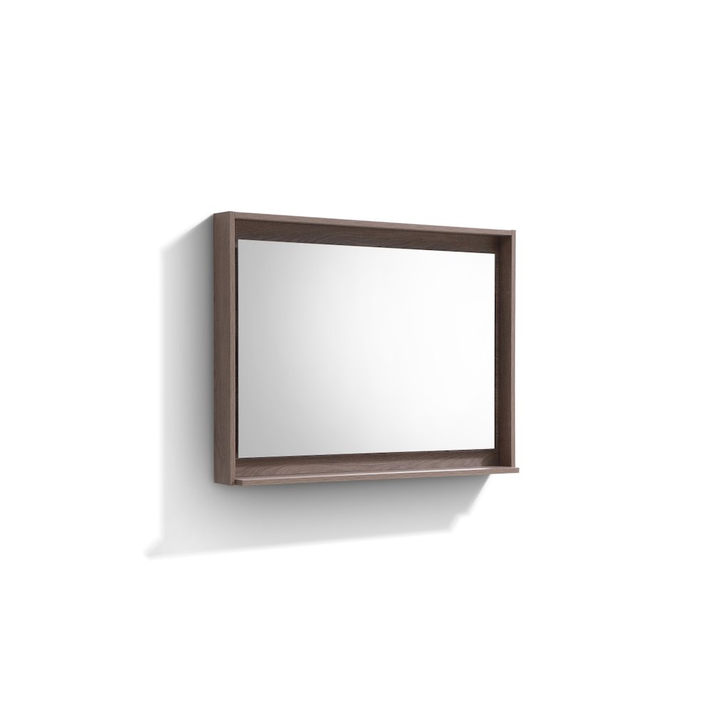KUBE 38" Framed Mirror With Shelve - Butternut  Finish. Picture 2
