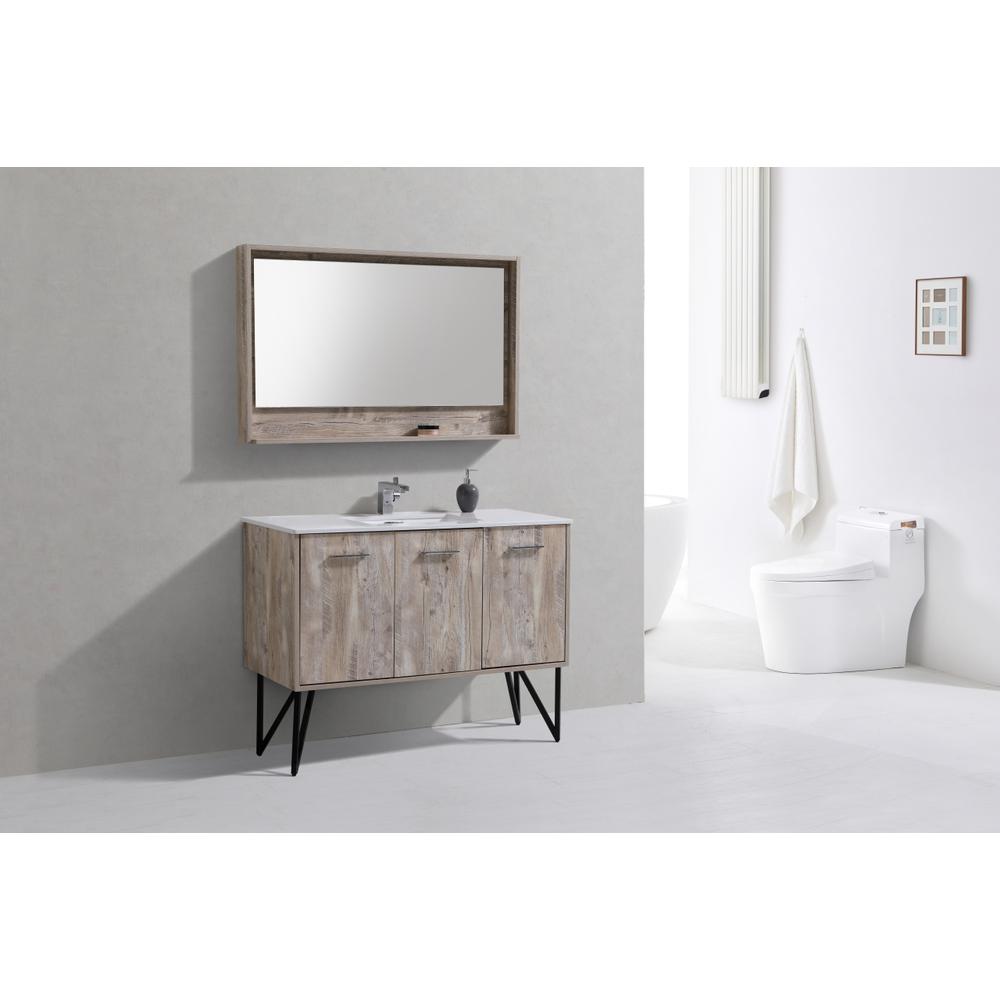 Bosco 48" Modern Bathroom Vanity w/ Quartz Countertop and Matching Mirror. Picture 1