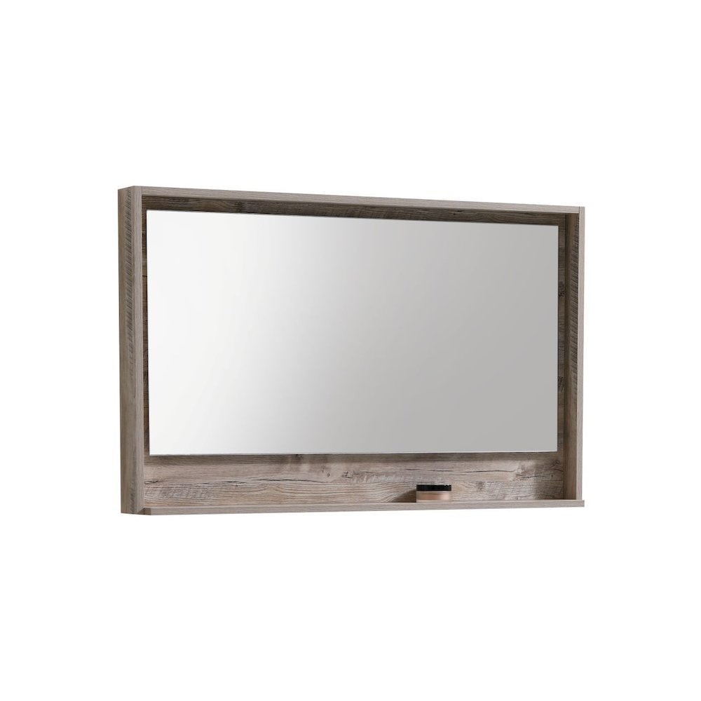 Bosco 48" Framed Mirror With Shelve - Nature Wood Finish. Picture 1