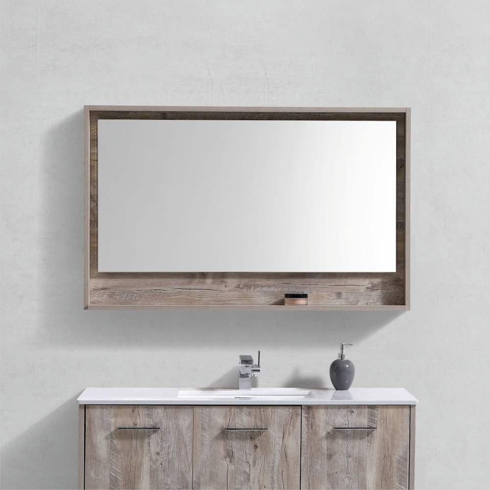 Bosco 48" Framed Mirror With Shelve - Nature Wood Finish. Picture 2