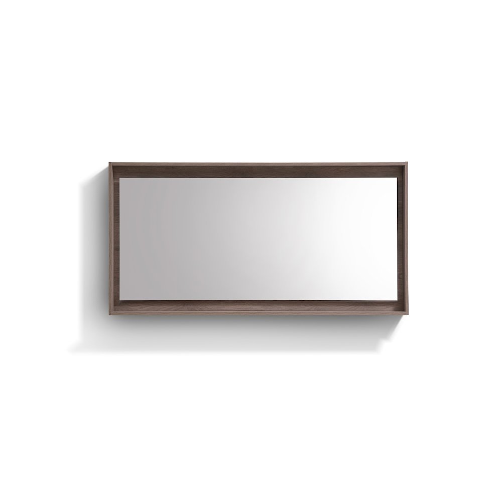 Kube 60" Framed Mirror With Shelve - Butternut  Finish. Picture 1