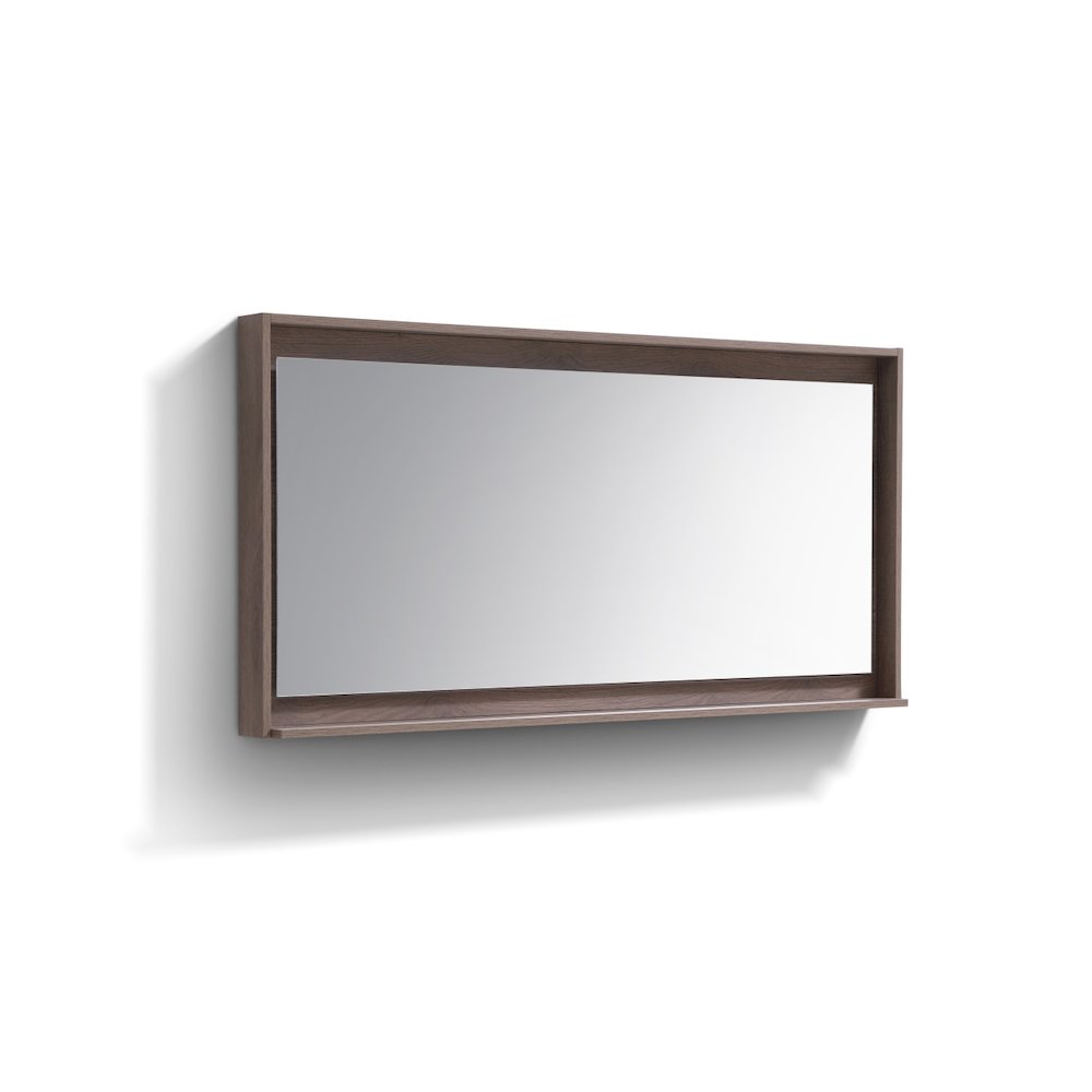 Kube 60" Framed Mirror With Shelve - Butternut  Finish. Picture 2
