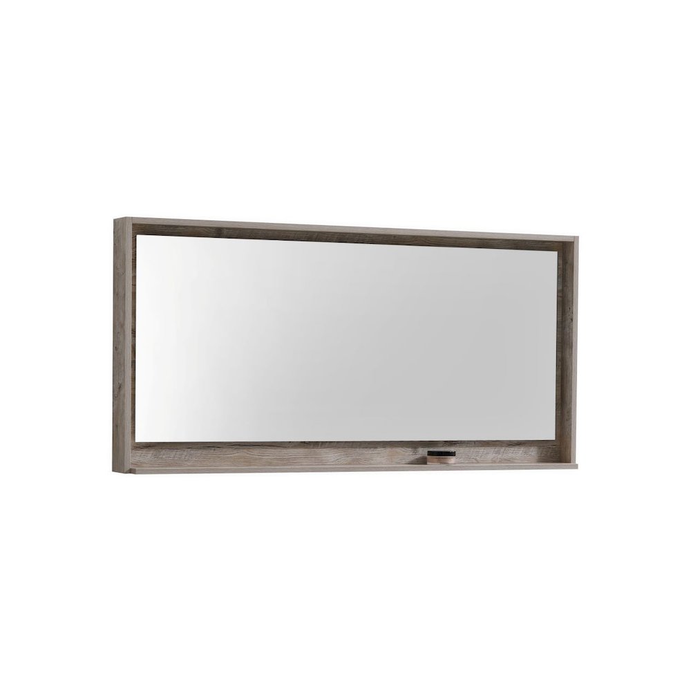 Bosco 60" Framed Mirror With Shelve - Nature Wood Finish. Picture 1