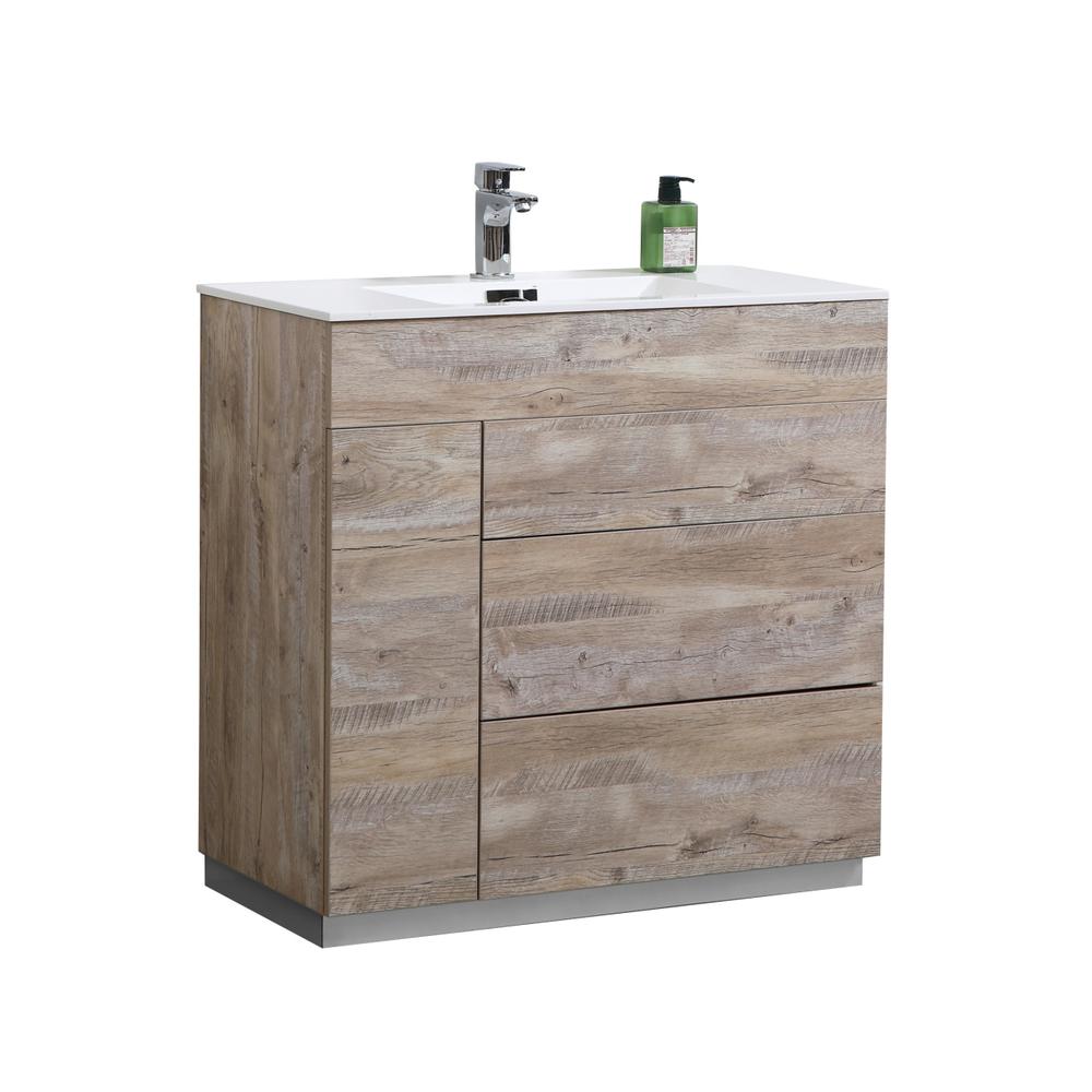 Milano 36" Nature Wood Modern Bathroom Vanity. Picture 1
