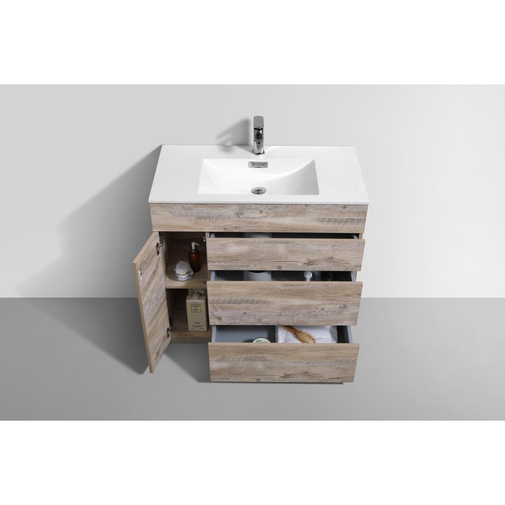 Milano 36" Nature Wood Modern Bathroom Vanity. Picture 4
