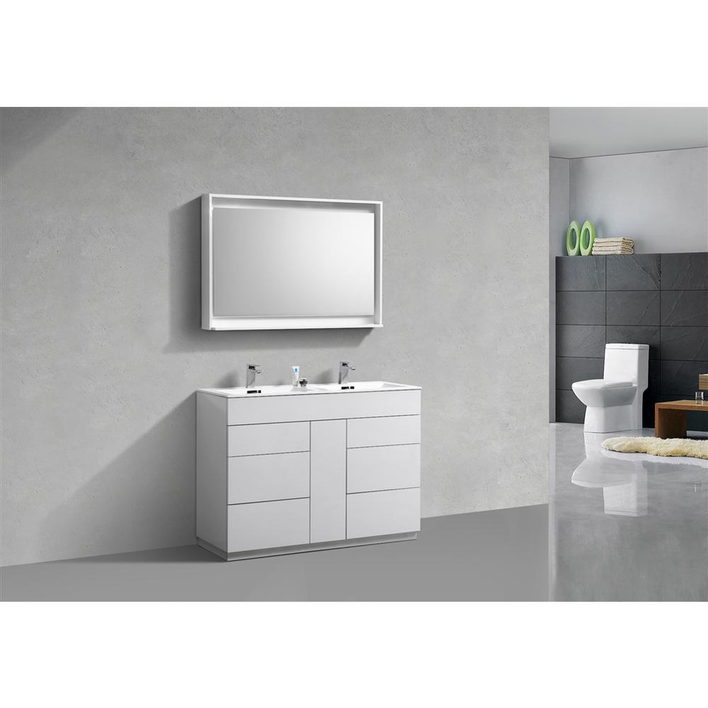 Milano 48" Double Sink High Glossy White  Modern Bathroom Vanity. Picture 1