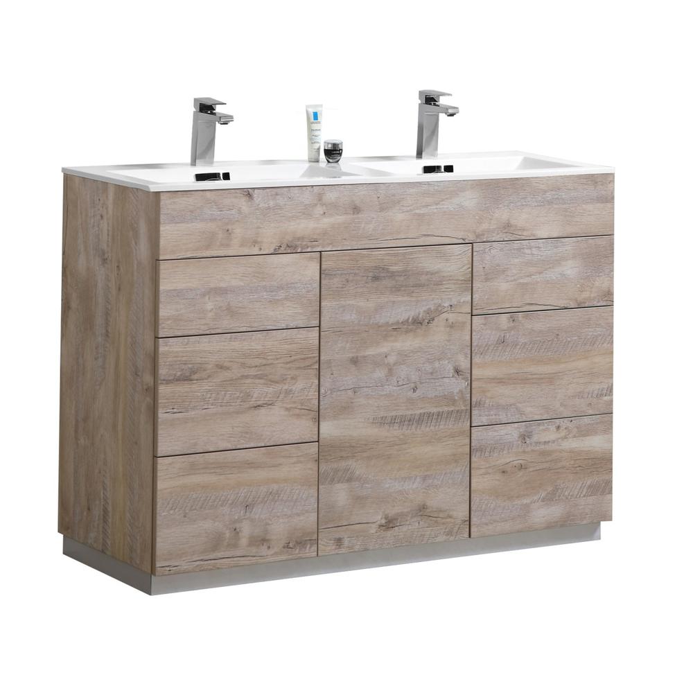 Milano 48" Double Sink  Nature Wood Modern Bathroom Vanity. Picture 1