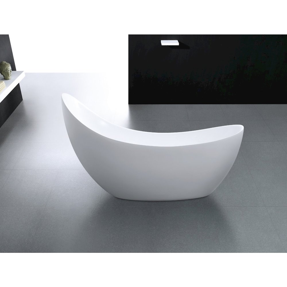 Kube Salto 67" Free Standing Bathtub -MATTE WHITE. Picture 2