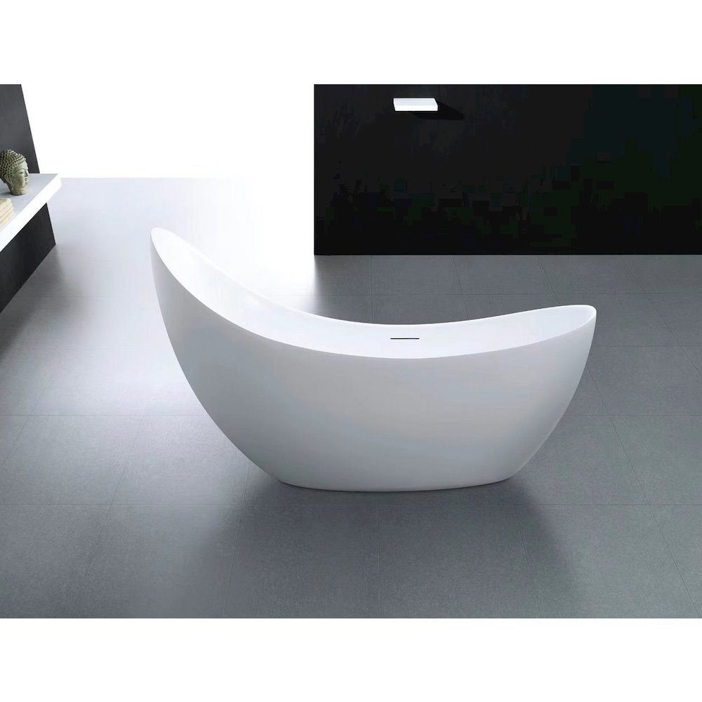 Kube Salto 67" Free Standing Bathtub -MATTE WHITE. Picture 3
