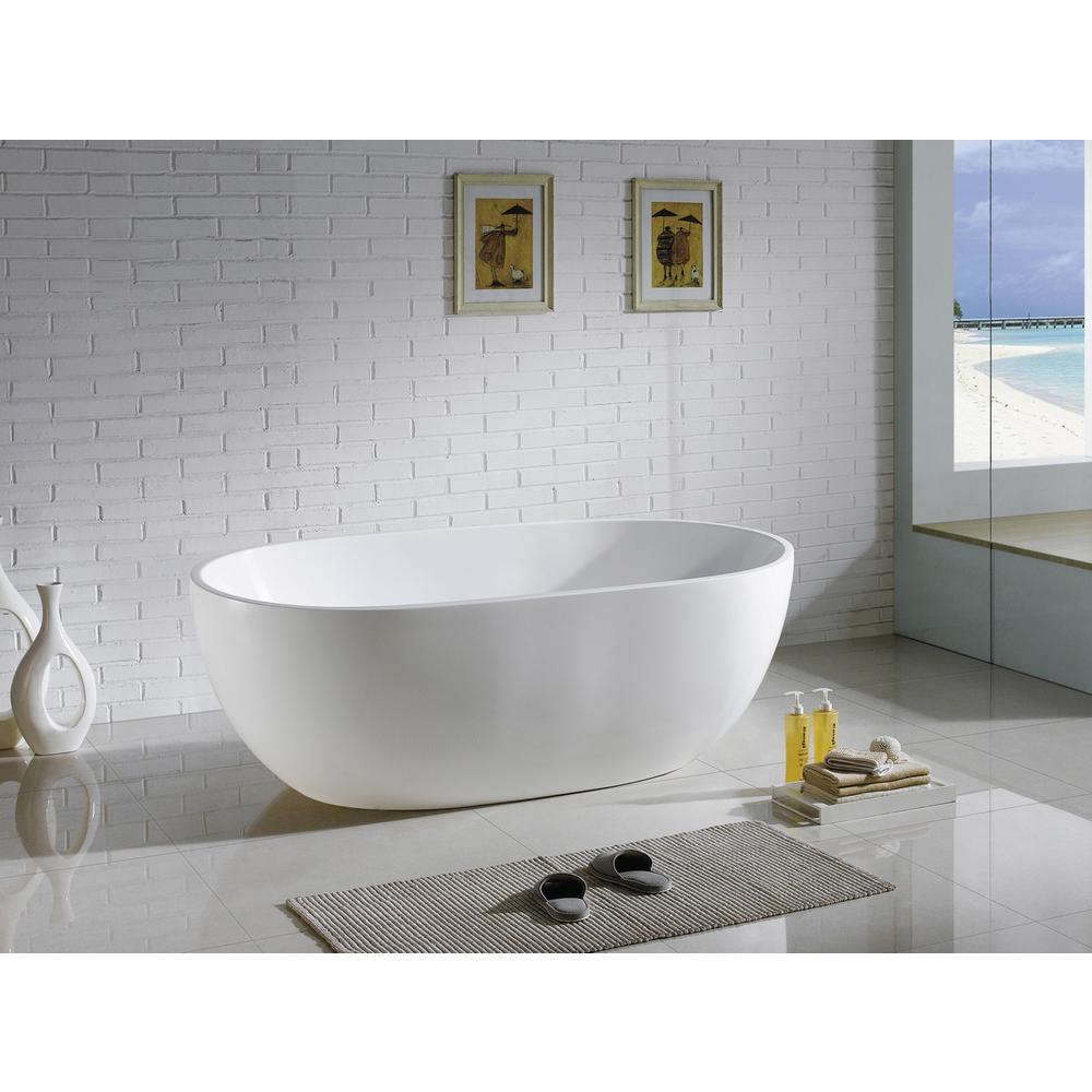Kube VERNICE 67" Free Standing Bathtub - Matte White. Picture 2