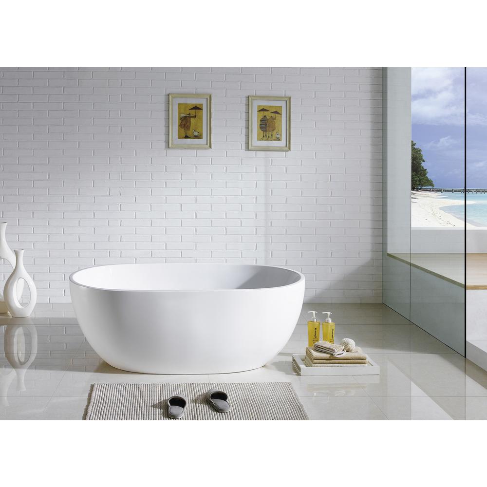 Kube VERNICE 67" Free Standing Bathtub - Matte White. Picture 3
