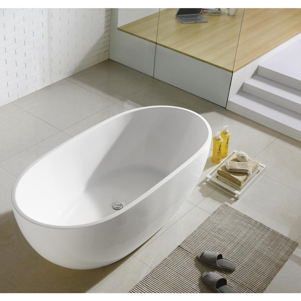 Kube VERNICE 67" Free Standing Bathtub - Matte White. Picture 4
