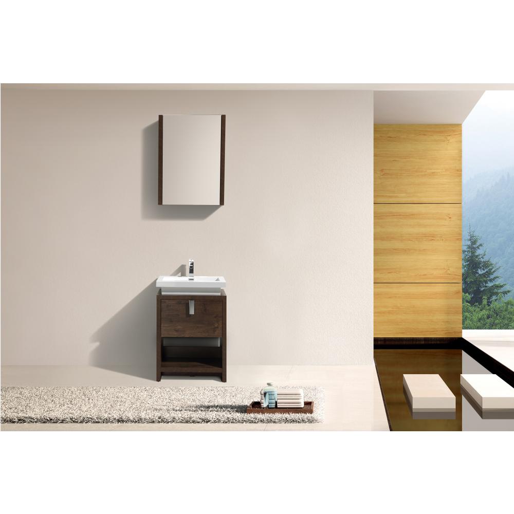 Levi 24" Rose Wood Modern Bathroom Vanity w/ Cubby Hole. Picture 5