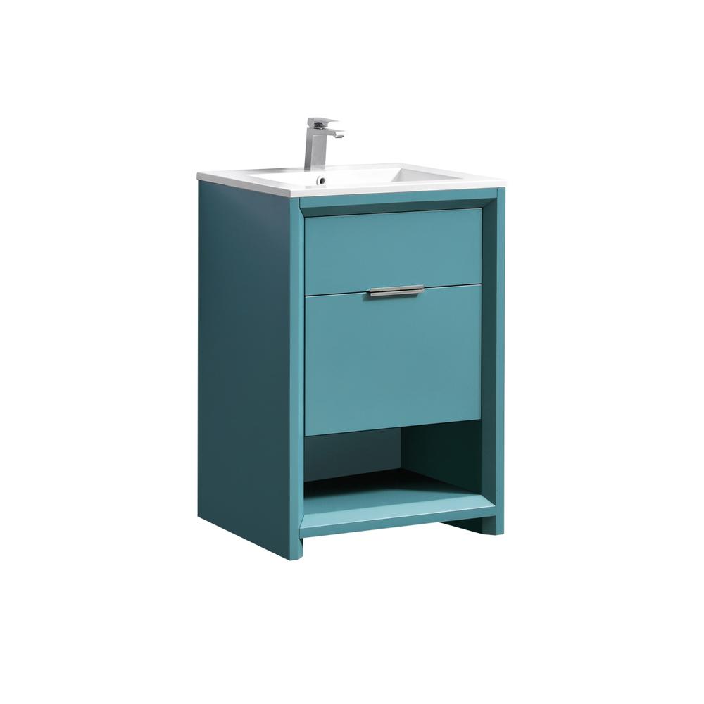 NUDO 24″ Modern bathroom Vanity in Teal Green Finish. Picture 1