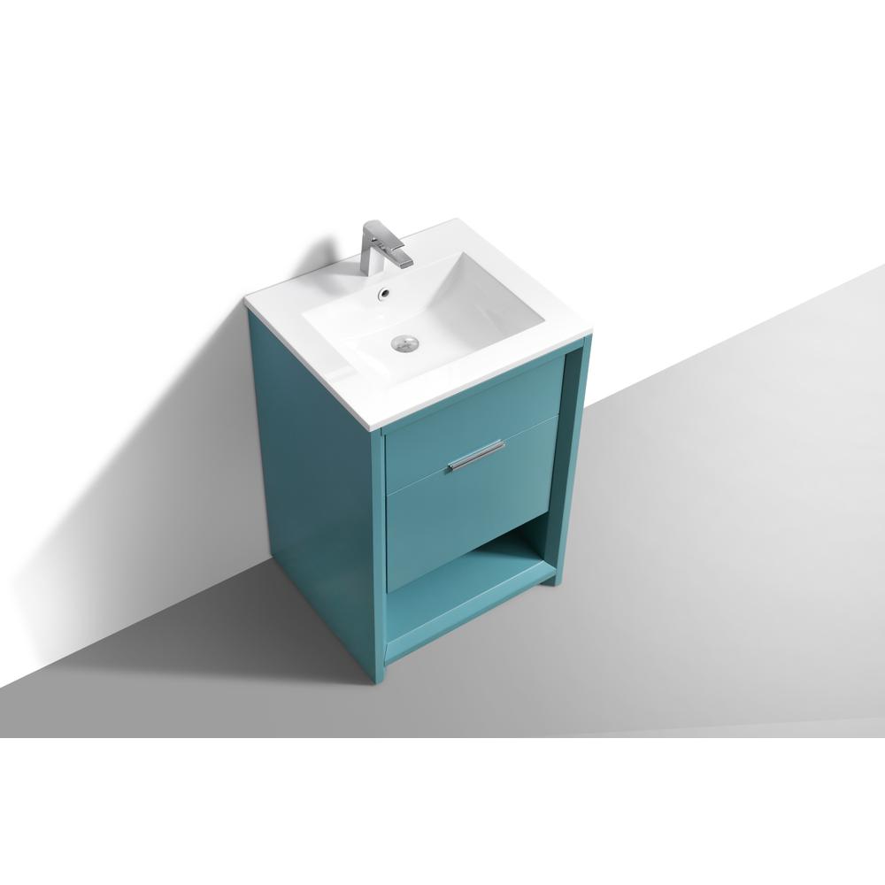 NUDO 24″ Modern bathroom Vanity in Teal Green Finish. Picture 4