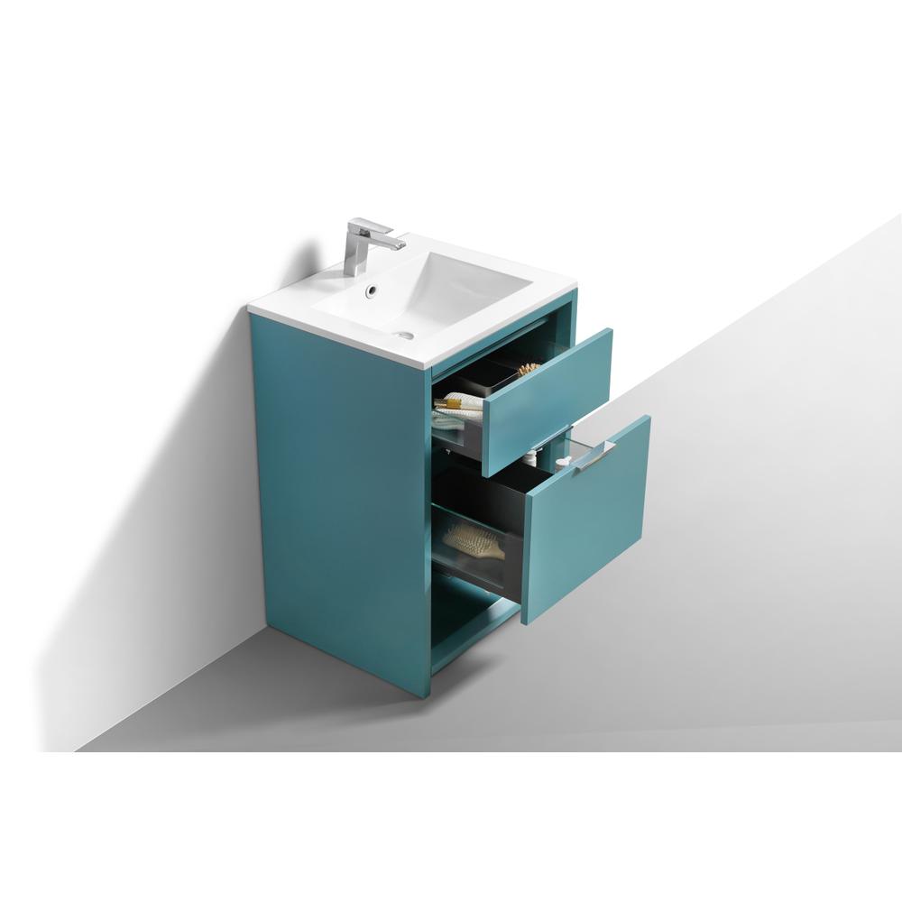 NUDO 24″ Modern bathroom Vanity in Teal Green Finish. Picture 5
