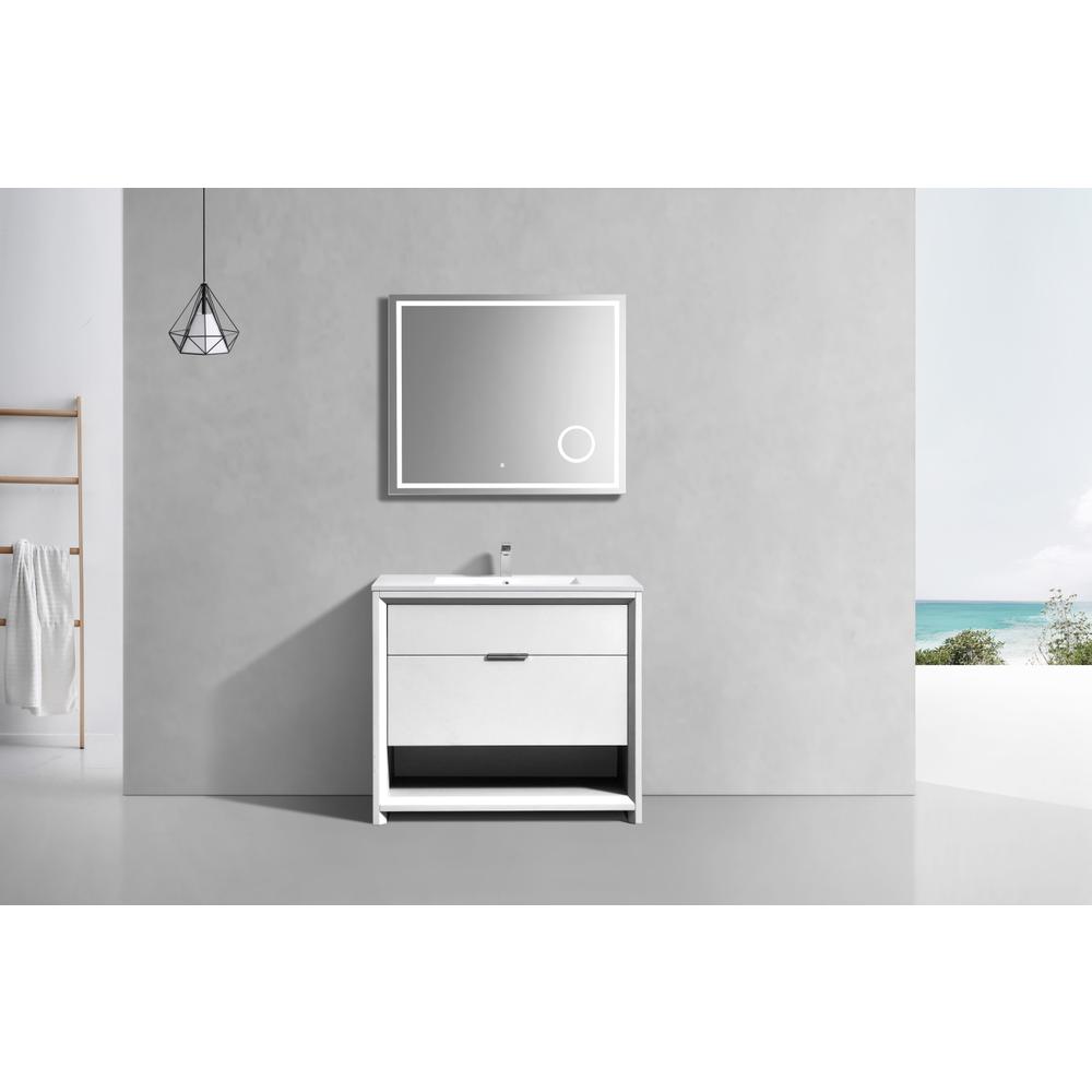 NUDO 36″ Modern bathroom Vanity in Gloss White Finish. Picture 3
