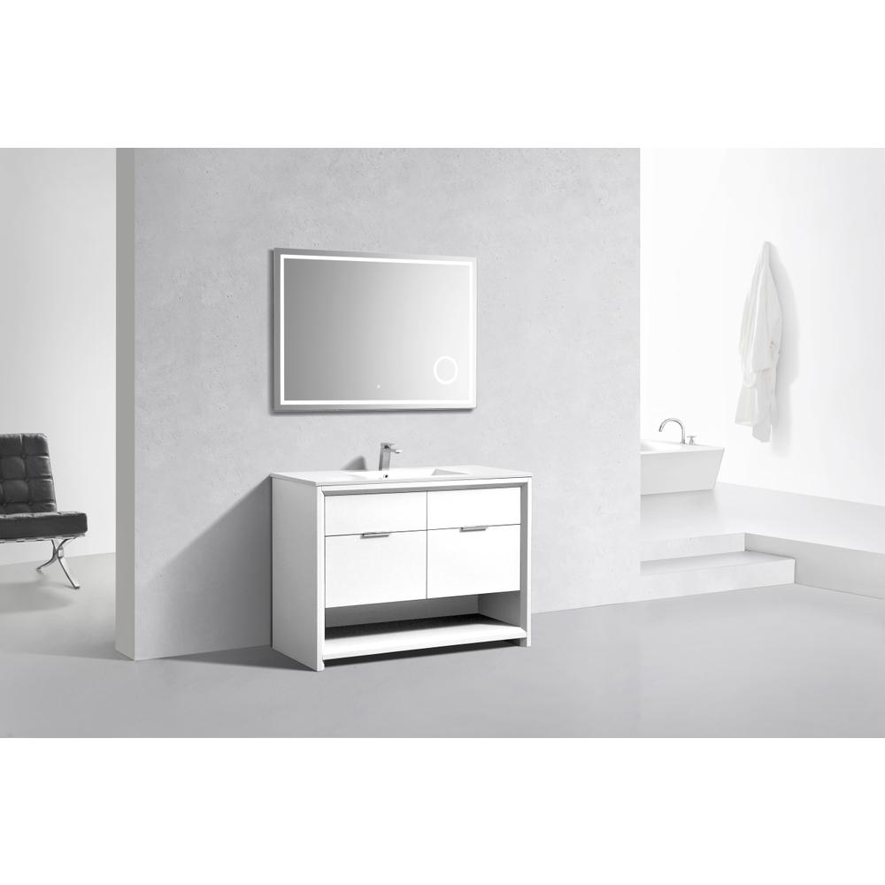 NUDO 48″ Single Sink Modern bathroom Vanity in Gloss White Finish. Picture 2