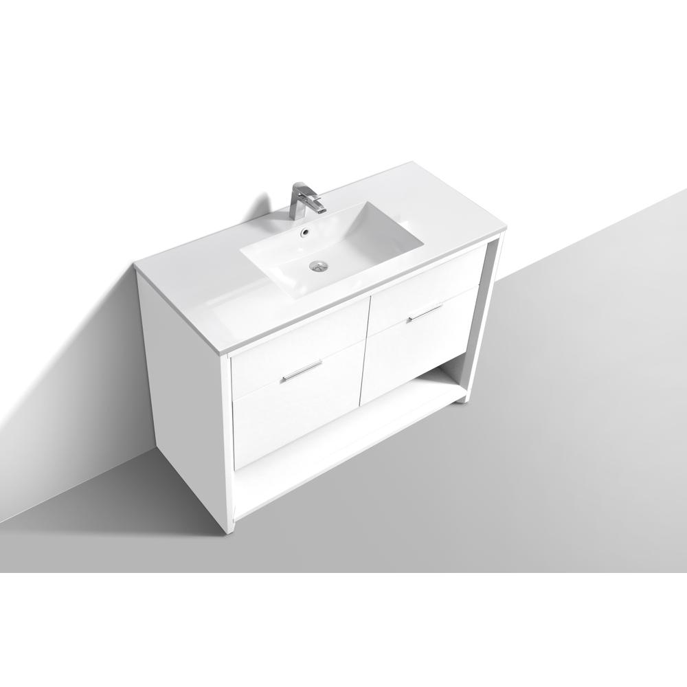 NUDO 48″ Single Sink Modern bathroom Vanity in Gloss White Finish. Picture 3