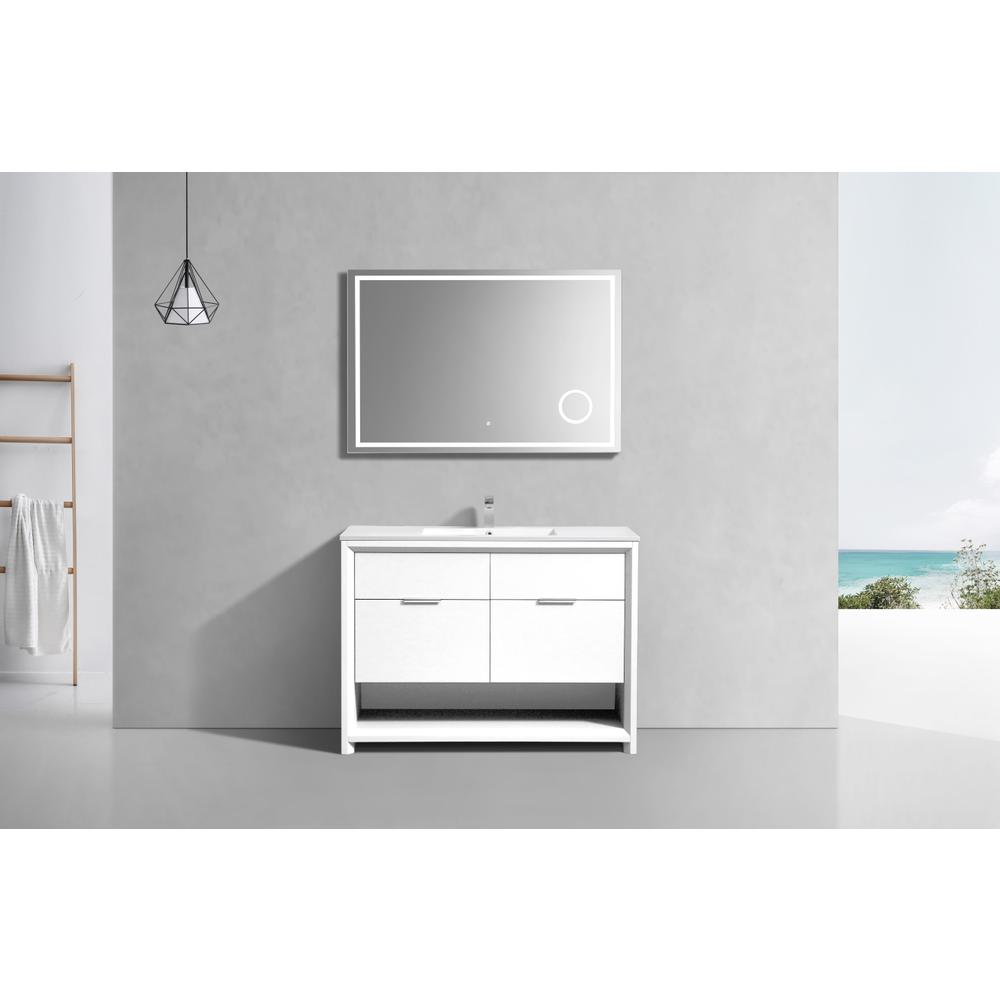 NUDO 48″ Single Sink Modern bathroom Vanity in Gloss White Finish. Picture 4