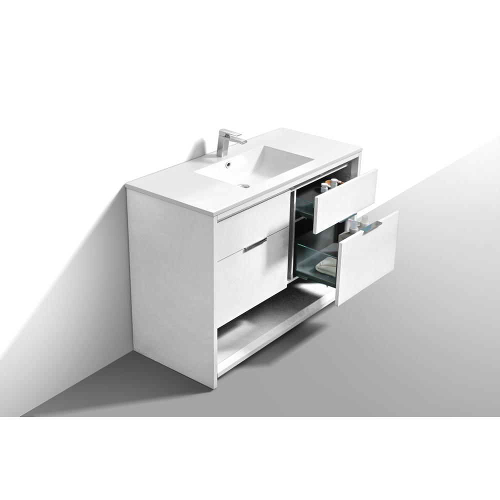 NUDO 48″ Single Sink Modern bathroom Vanity in Gloss White Finish. Picture 5