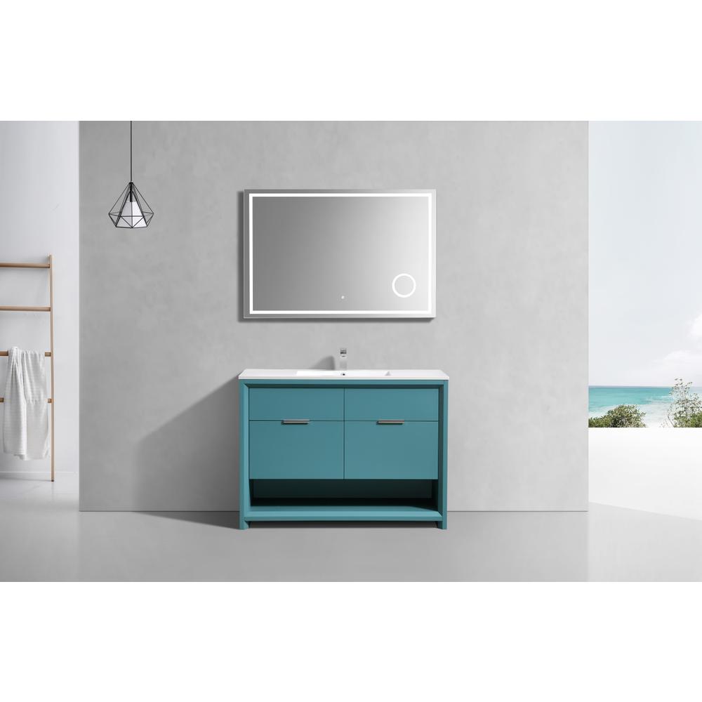 NUDO 48″ Single Sink Modern bathroom Vanity in Teal Green Finish. Picture 2