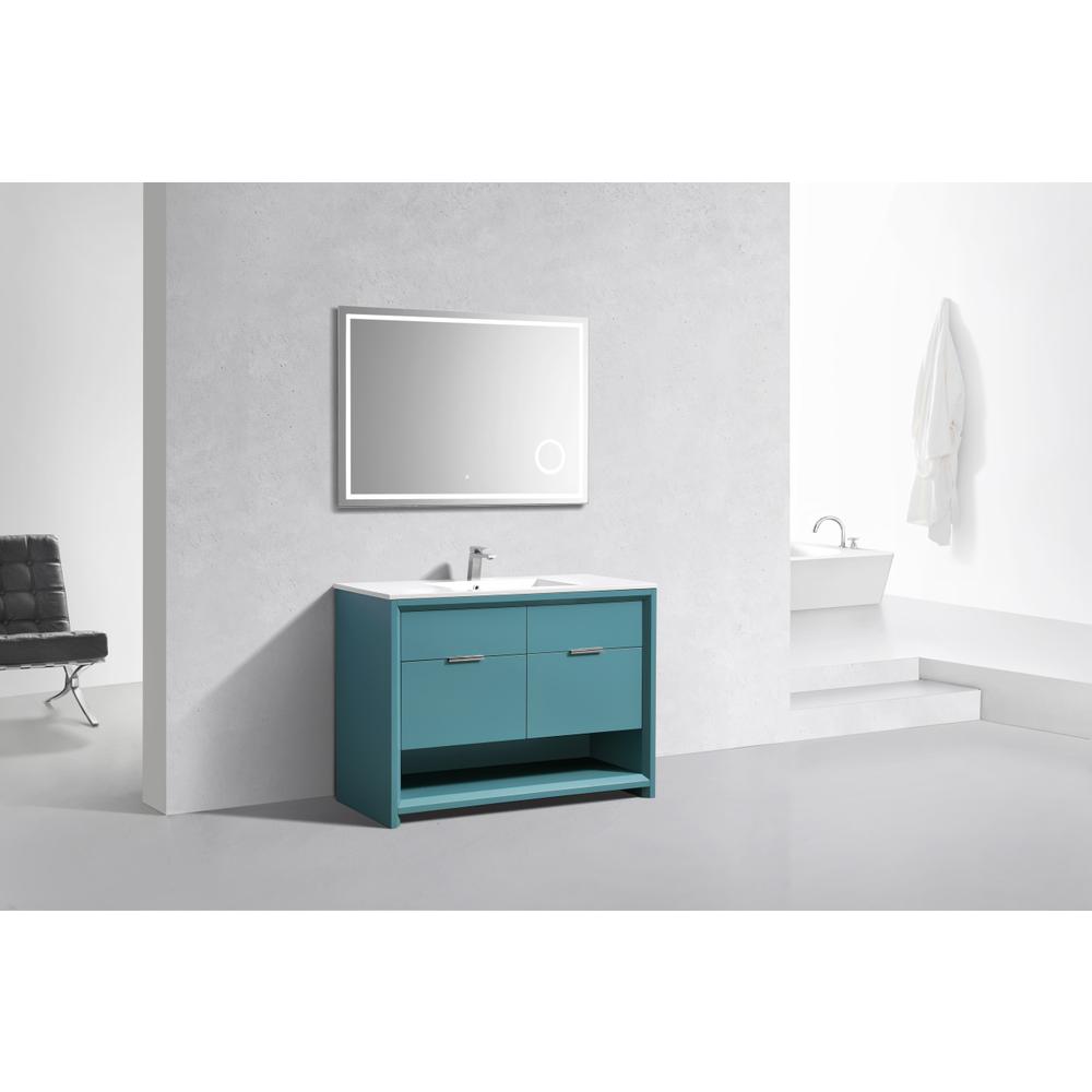 NUDO 48″ Single Sink Modern bathroom Vanity in Teal Green Finish. Picture 3