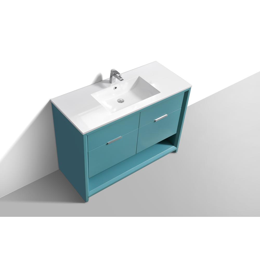 NUDO 48″ Single Sink Modern bathroom Vanity in Teal Green Finish. Picture 4