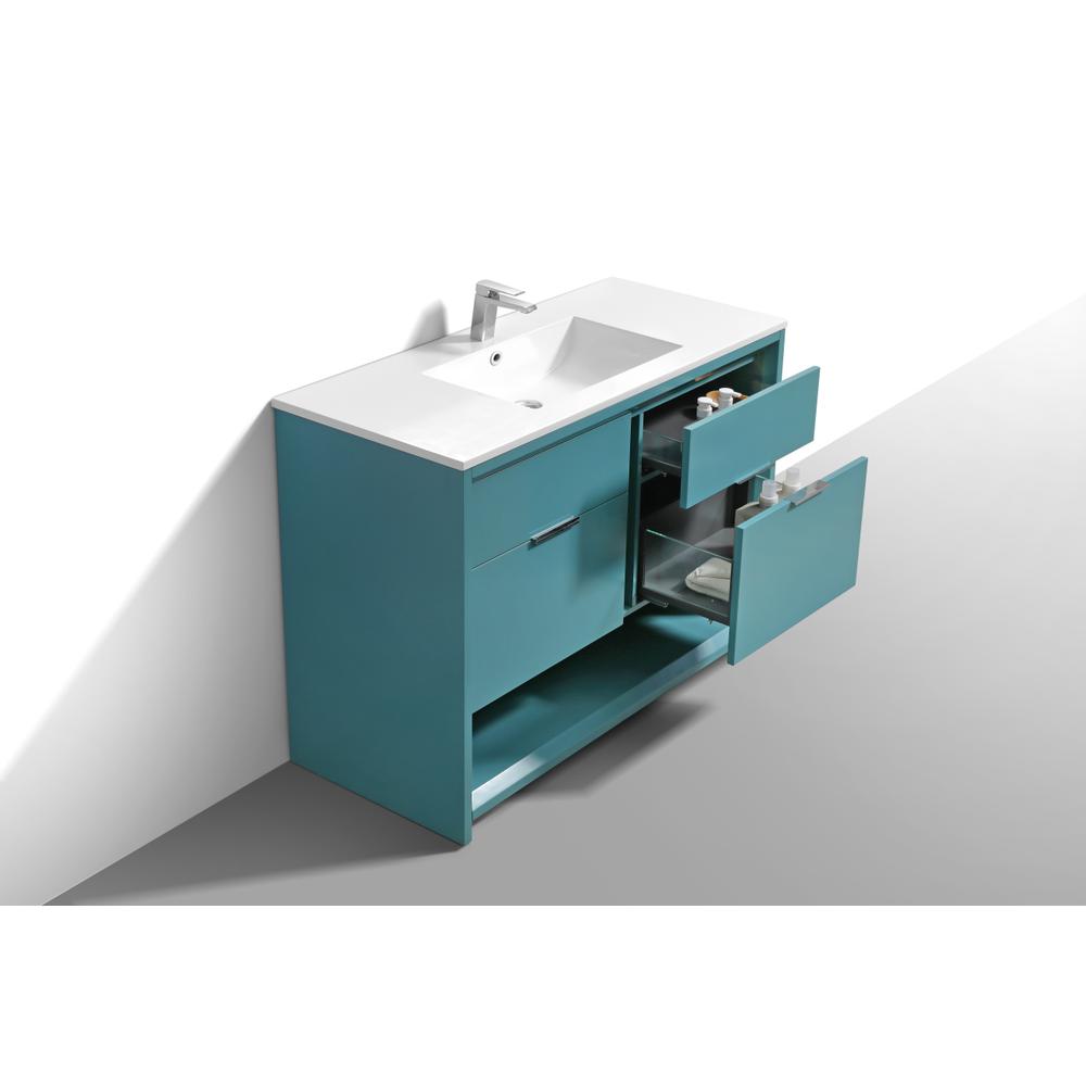NUDO 48″ Single Sink Modern bathroom Vanity in Teal Green Finish. Picture 5