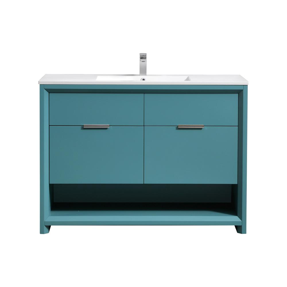 NUDO 48″ Single Sink Modern bathroom Vanity in Teal Green Finish. Picture 6