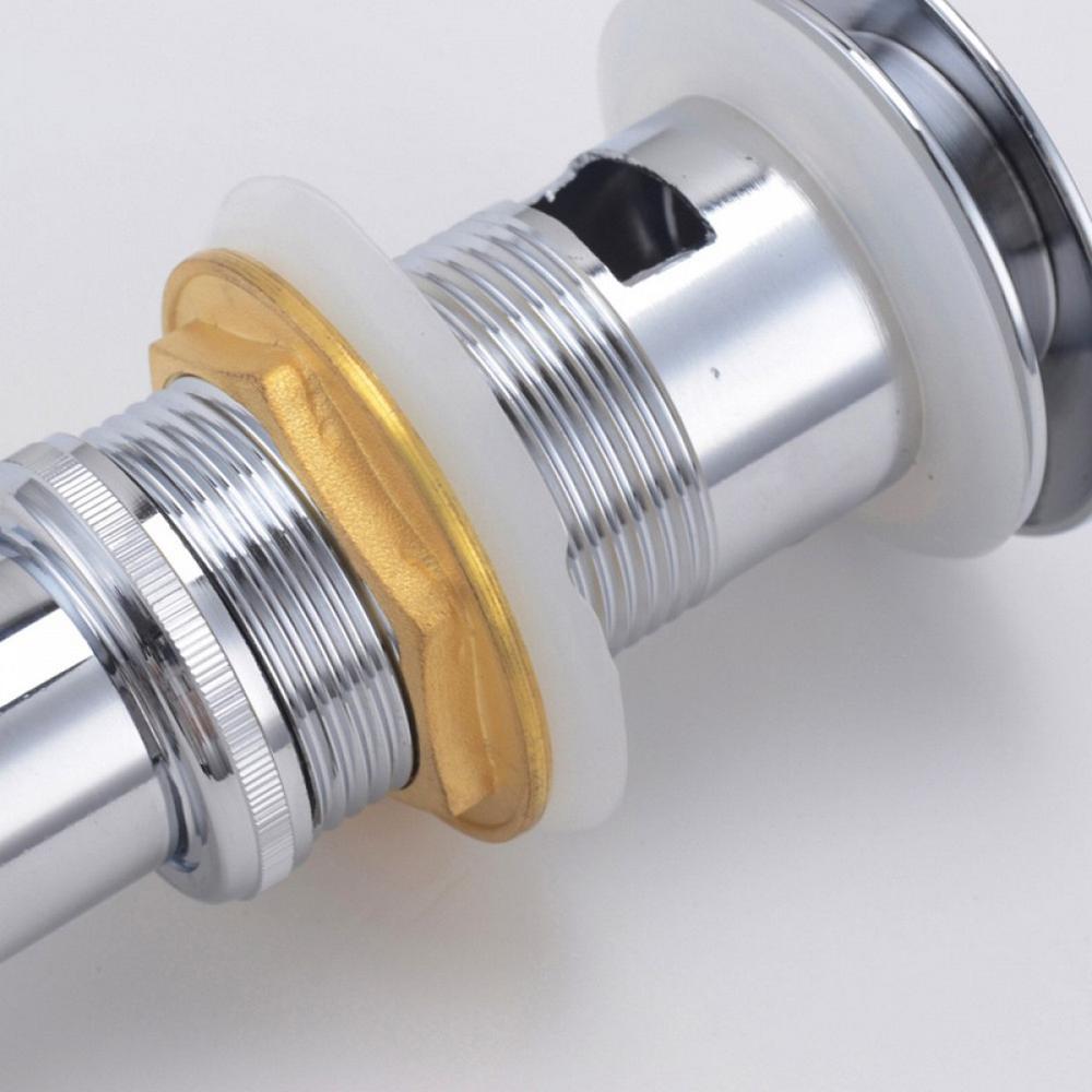 Solid Brass Construction Pop-Up Drain With Overflow - Chrome. Picture 3