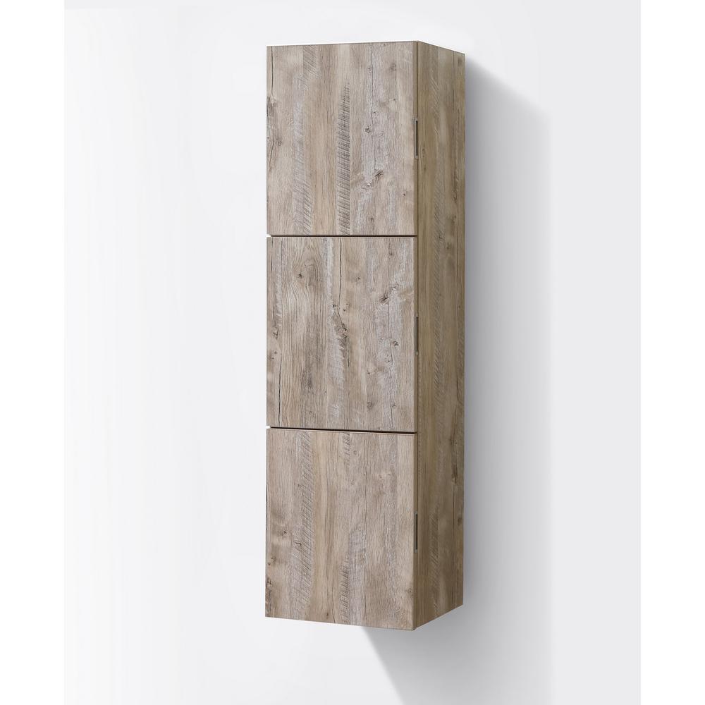 18" Wide by 59" High Linen Side Cabinet With Three Doors in Nature Wood Finish. Picture 3