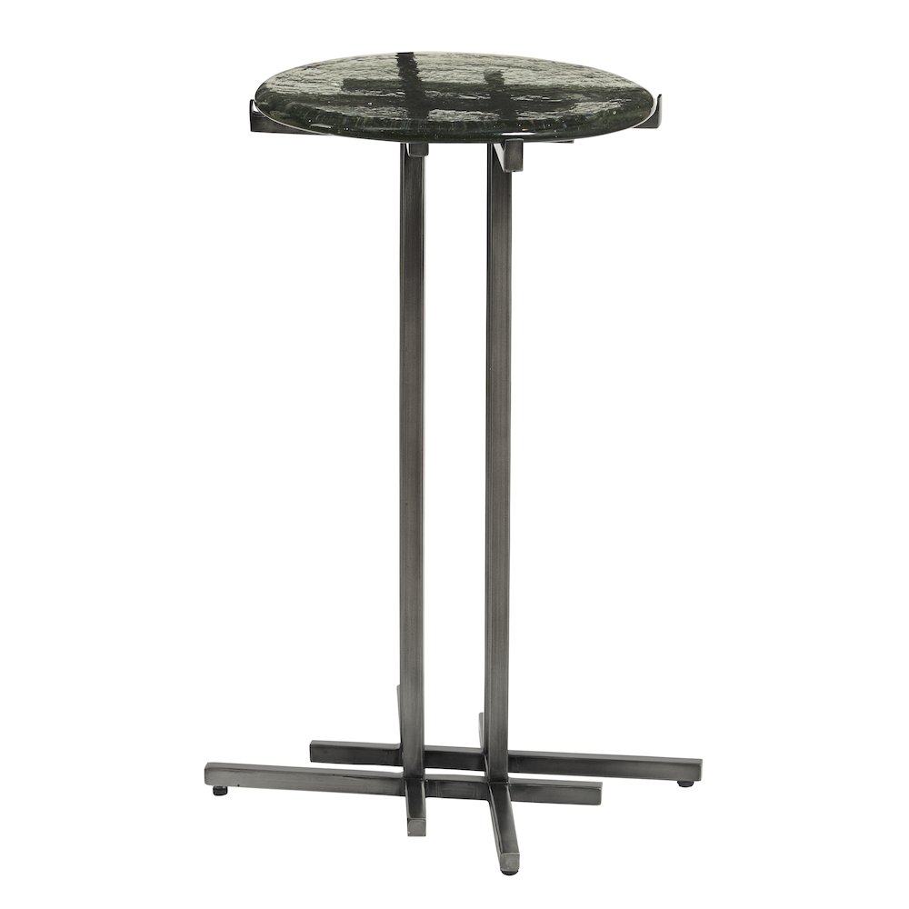 Glass Top Spot Table with Metal Base Pedestal. Picture 2