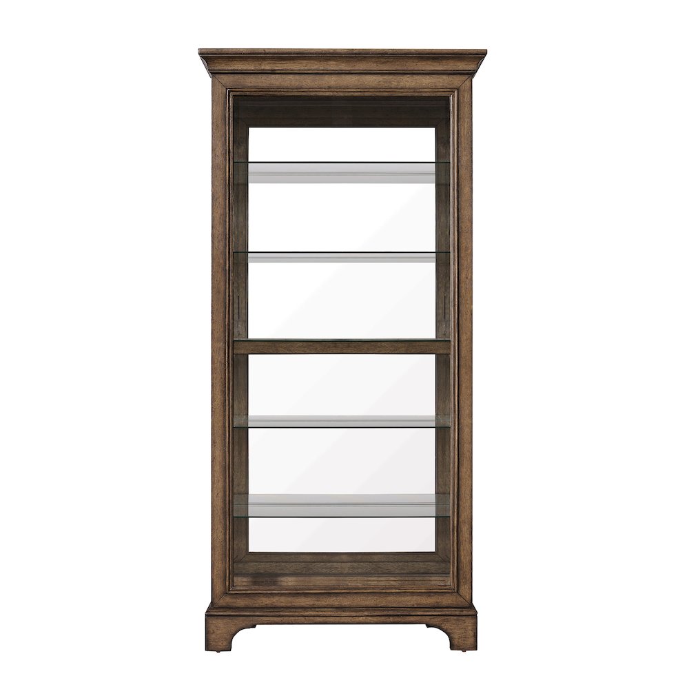 Traditional Sliding Door Curio with Glass Shelves and LED Light. Picture 2