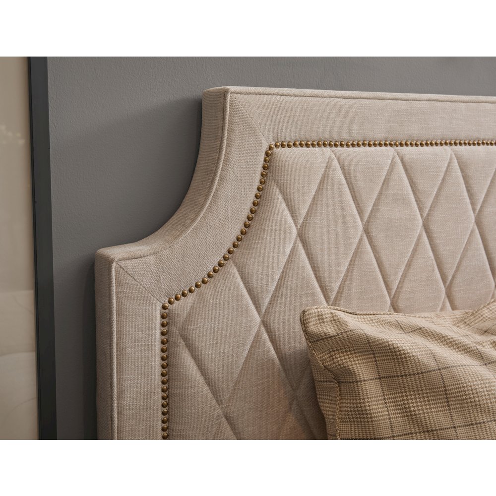 Asher Park California King Upholstered Bed, Piano Brown Finish. Picture 5